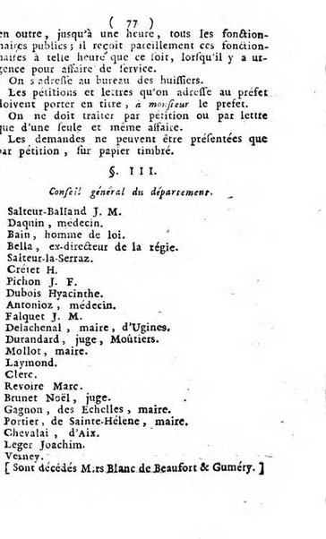 Annuaire du Département du Mont-Blanc contenant un essai statistique sur la popolation, divisée par esèces, par âges, par classes, &c