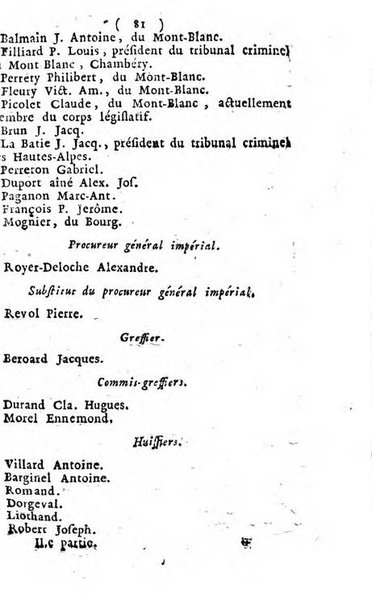 Annuaire du Département du Mont-Blanc contenant un essai statistique sur la popolation, divisée par esèces, par âges, par classes, &c