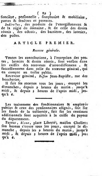 Annuaire du Département du Mont-Blanc contenant un essai statistique sur la popolation, divisée par esèces, par âges, par classes, &c