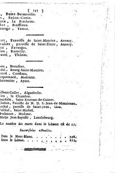 Annuaire du Département du Mont-Blanc contenant un essai statistique sur la popolation, divisée par esèces, par âges, par classes, &c