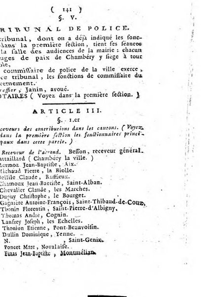 Annuaire du Département du Mont-Blanc contenant un essai statistique sur la popolation, divisée par esèces, par âges, par classes, &c