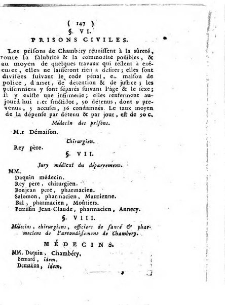 Annuaire du Département du Mont-Blanc contenant un essai statistique sur la popolation, divisée par esèces, par âges, par classes, &c