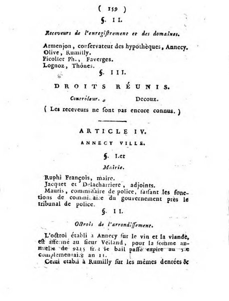 Annuaire du Département du Mont-Blanc contenant un essai statistique sur la popolation, divisée par esèces, par âges, par classes, &c