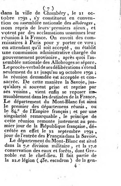 Annuaire du Département du Mont-Blanc contenant un essai statistique sur la popolation, divisée par esèces, par âges, par classes, &c