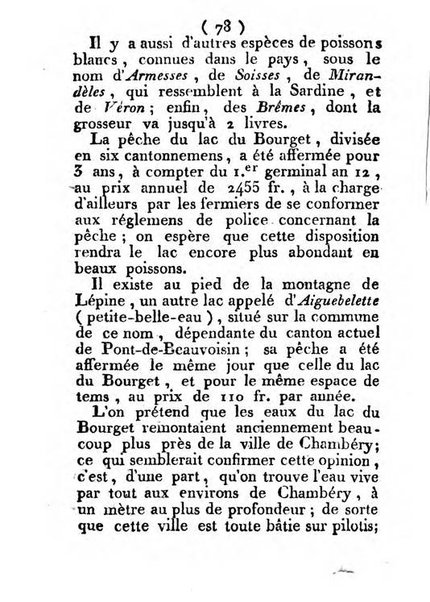 Annuaire du Département du Mont-Blanc contenant un essai statistique sur la popolation, divisée par esèces, par âges, par classes, &c