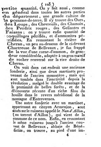 Annuaire du Département du Mont-Blanc contenant un essai statistique sur la popolation, divisée par esèces, par âges, par classes, &c