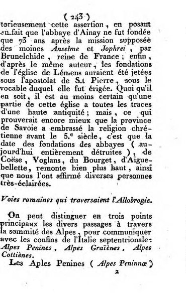 Annuaire du Département du Mont-Blanc contenant un essai statistique sur la popolation, divisée par esèces, par âges, par classes, &c