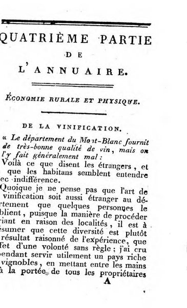 Annuaire du Département du Mont-Blanc contenant un essai statistique sur la popolation, divisée par esèces, par âges, par classes, &c