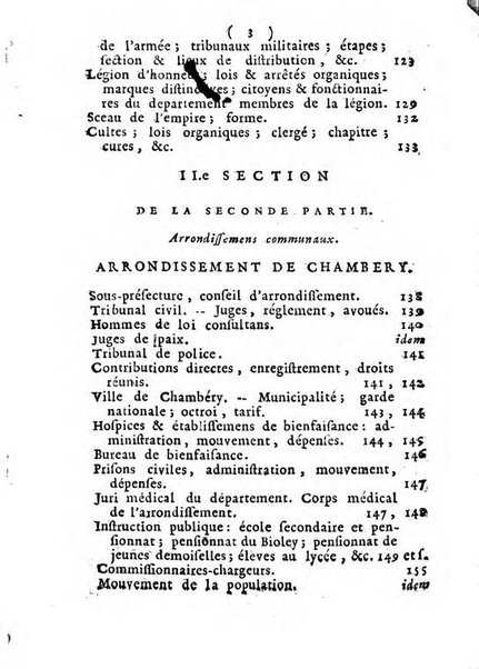 Annuaire du Département du Mont-Blanc contenant un essai statistique sur la popolation, divisée par esèces, par âges, par classes, &c