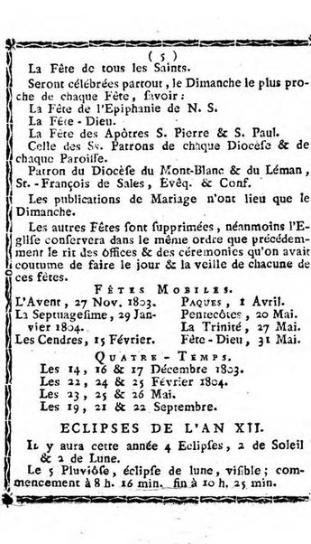 Annuaire du Département du Mont-Blanc contenant un essai statistique sur la popolation, divisée par esèces, par âges, par classes, &c