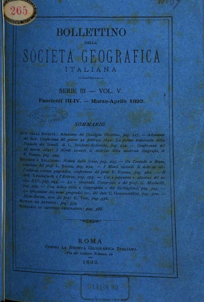 Bollettino della Società geografica italiana