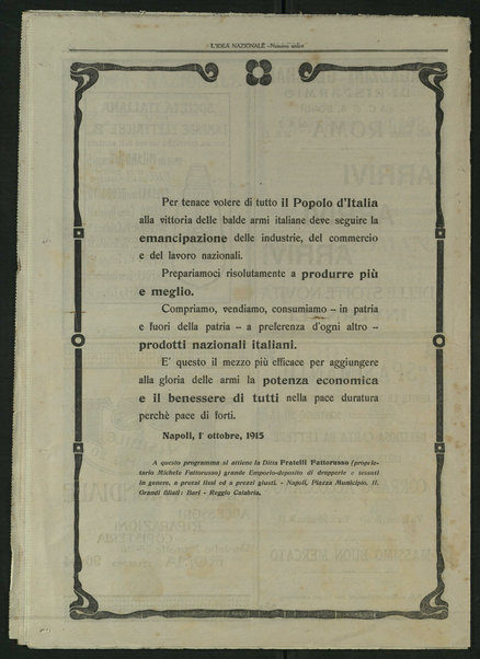 L'idea nazionale : per la prima ricorrenza annuale della sua pubblicazione in foglio quotidiano