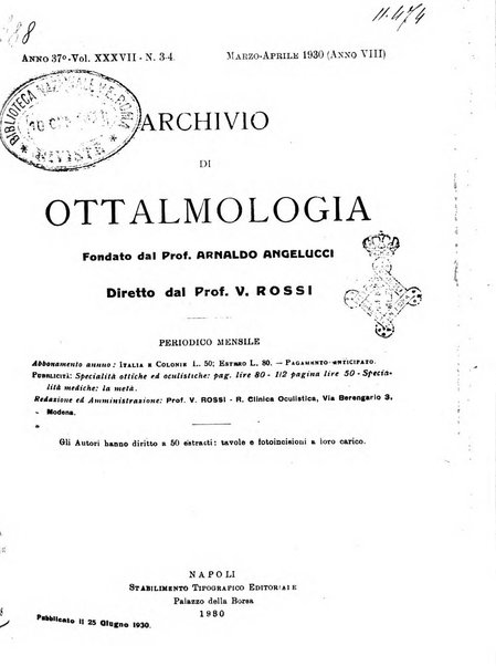 Archivio di ottalmologia giornale mensile