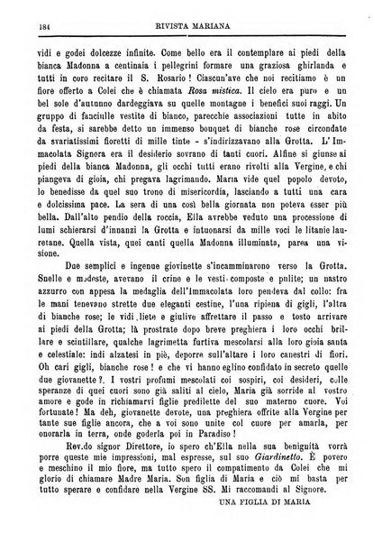 Rivista mariana ossia l'Immacolata di Lourdes in Sardegna