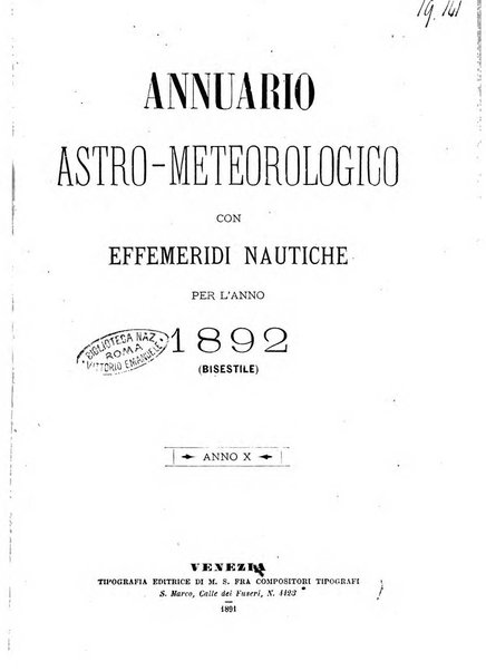 Annuario astro-meteorologico con effemeridi nautiche per l'anno ...