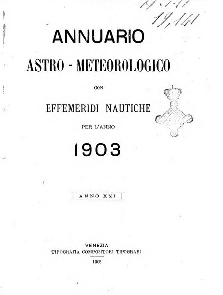 Annuario astro-meteorologico con effemeridi nautiche per l'anno ...