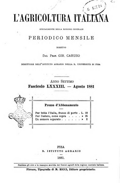 L'agricoltura italiana periodico mensile