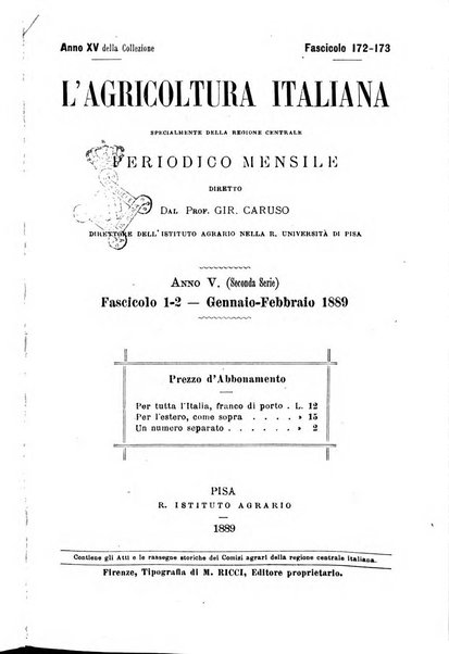 L'agricoltura italiana periodico mensile