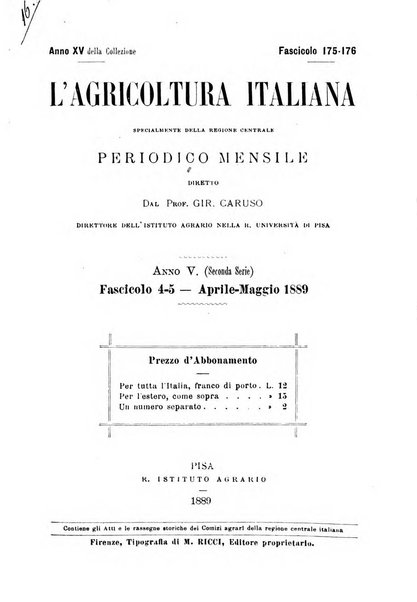 L'agricoltura italiana periodico mensile