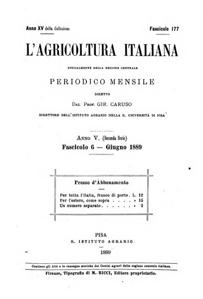 L'agricoltura italiana periodico mensile