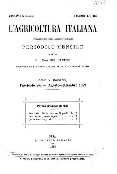 L'agricoltura italiana periodico mensile