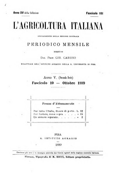 L'agricoltura italiana periodico mensile