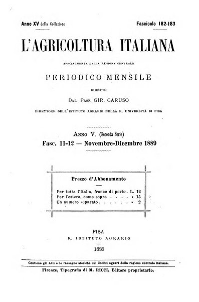 L'agricoltura italiana periodico mensile