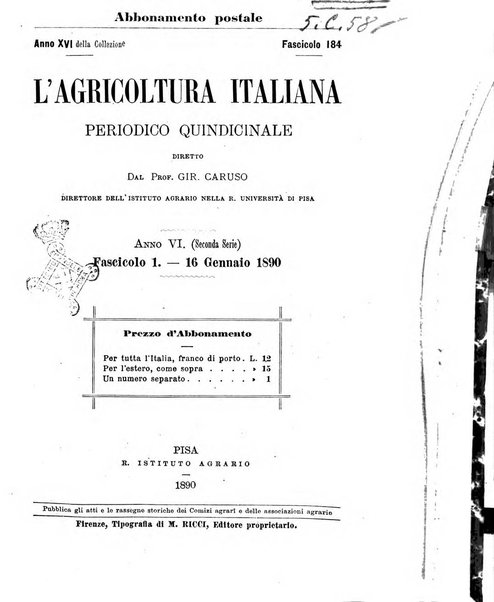 L'agricoltura italiana periodico mensile