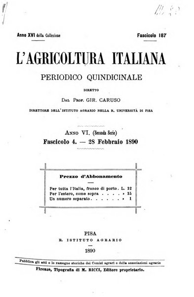 L'agricoltura italiana periodico mensile