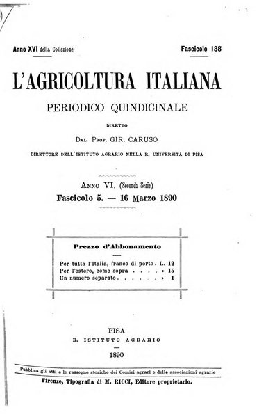 L'agricoltura italiana periodico mensile