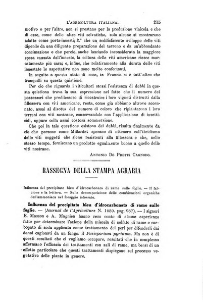 L'agricoltura italiana periodico mensile