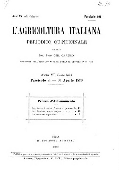 L'agricoltura italiana periodico mensile