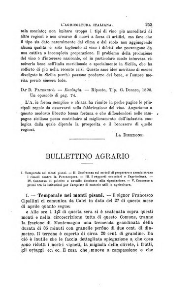 L'agricoltura italiana periodico mensile