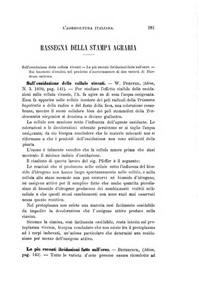 L'agricoltura italiana periodico mensile