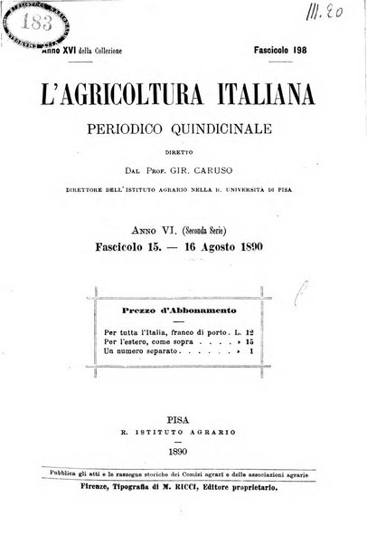 L'agricoltura italiana periodico mensile