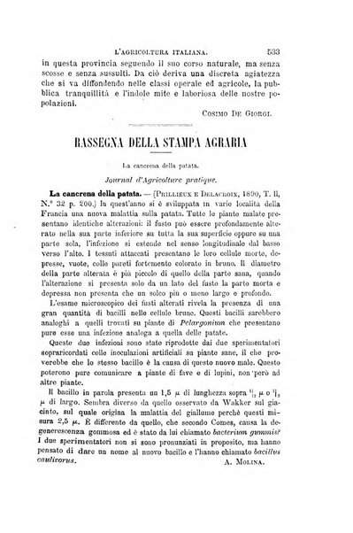 L'agricoltura italiana periodico mensile