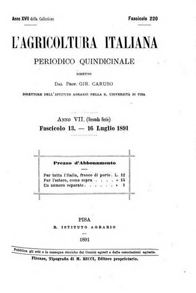 L'agricoltura italiana periodico mensile