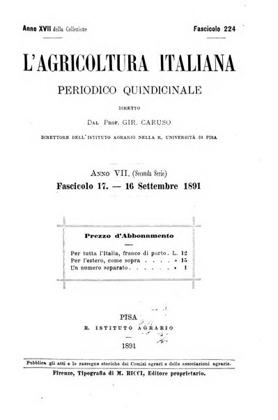 L'agricoltura italiana periodico mensile