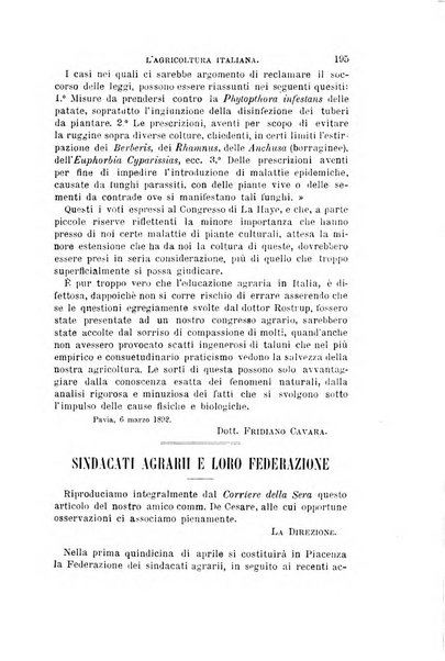 L'agricoltura italiana periodico mensile