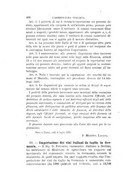 L'agricoltura italiana periodico mensile