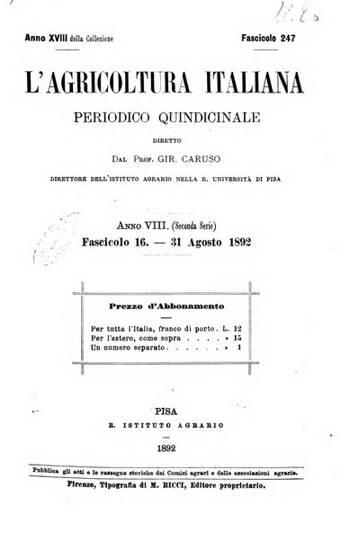 L'agricoltura italiana periodico mensile