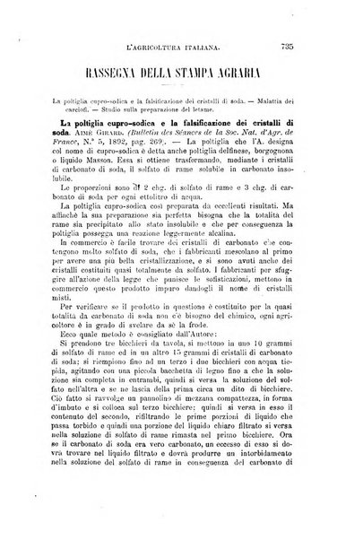 L'agricoltura italiana periodico mensile