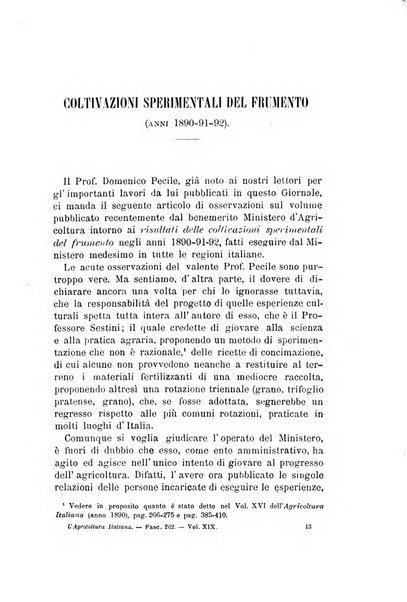 L'agricoltura italiana periodico mensile