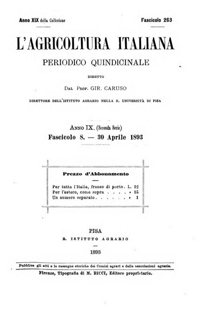 L'agricoltura italiana periodico mensile