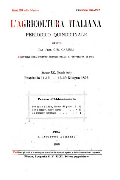 L'agricoltura italiana periodico mensile