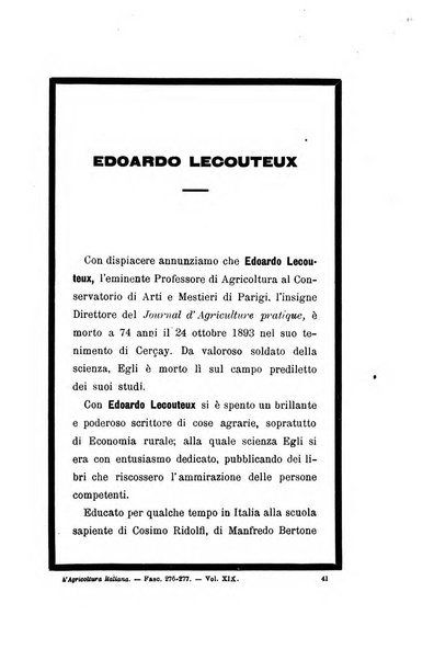 L'agricoltura italiana periodico mensile