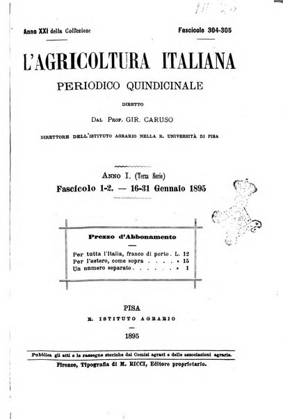 L'agricoltura italiana periodico mensile