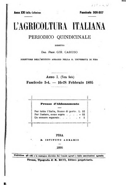 L'agricoltura italiana periodico mensile