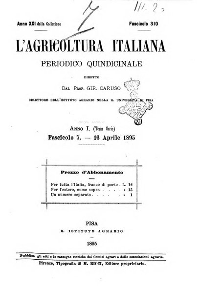 L'agricoltura italiana periodico mensile