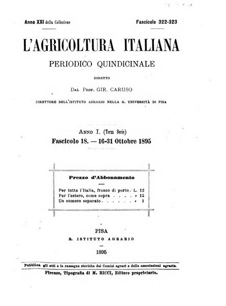 L'agricoltura italiana periodico mensile